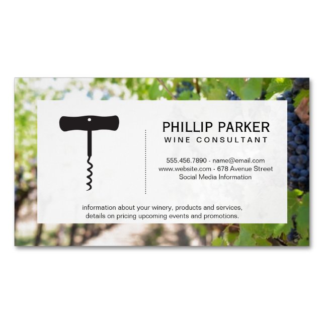 Winery Vineyard Magnetic Business Card (Front)