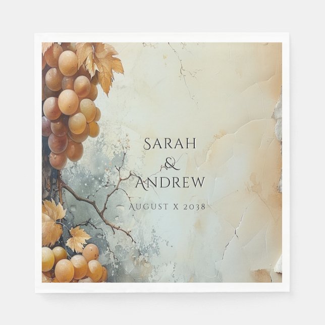 Winery Vineyard Wedding Elegant Watercolor   Napkin (Front)