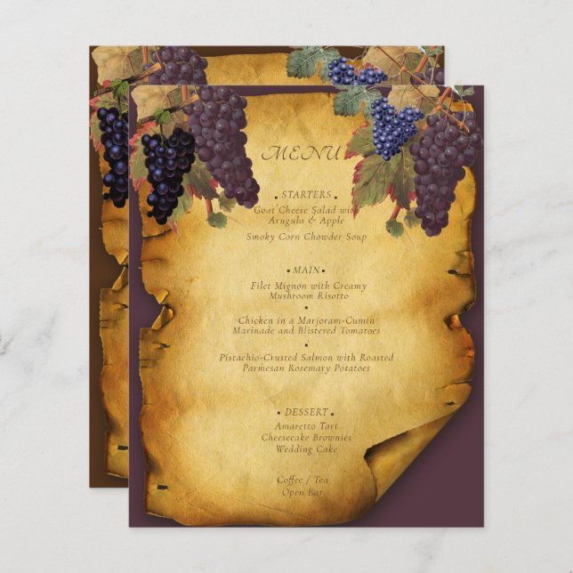 Winery Vineyard Wedding Grape Vines   (Front/Back)