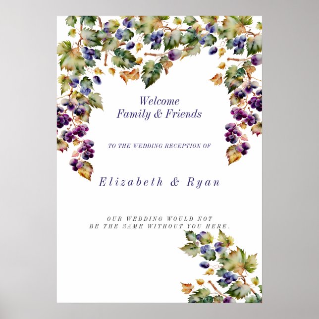 Winery Vineyard Wedding Welcome Poster (Front)