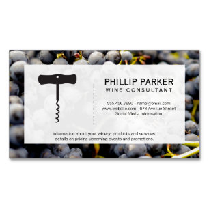 Winery Vineyard   Wine Grapes on the Vine Magnetic Business Card