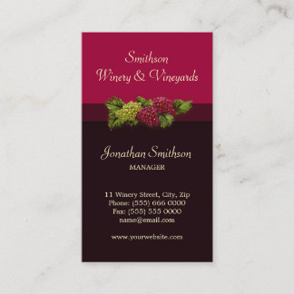 Winery / Vineyards Oenology business card