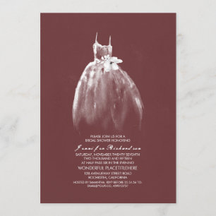 Winery Wedding Gown Burgundy Bridal Shower Invitation
