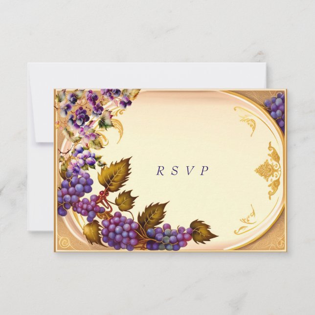 Winery Wedding Grape VIne Gold Filigree (Front)