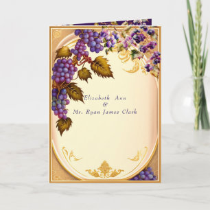 Winery Wedding Grape VIne Gold Filigree Invitation
