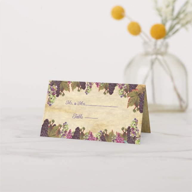 Winery Wedding Rustic Paper Background  Place Card (Front)