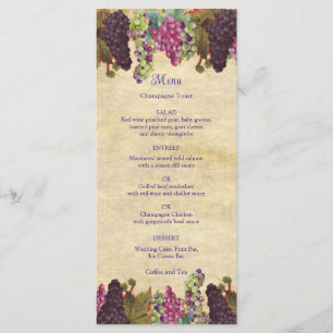 Winery Wedding Vintage Grape Vines Rustic  Menu