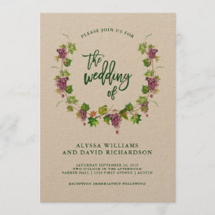 Winery Wedding with Rustic Typography   Kraft Invitation