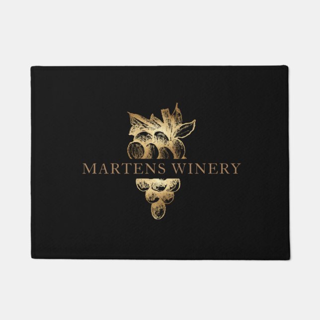 winery wine business gold grapes logo doormat (Front)