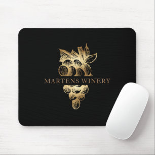 winery wine business gold grapes monogram mouse mat