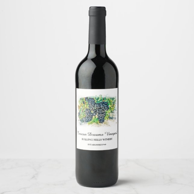 *~* Winery Wine Cellar Grape Cluster Vineyard AR21 Wine Label (Front)