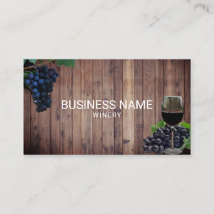 Winery Wine Maker Vineyard Rustic Wooden Business Card