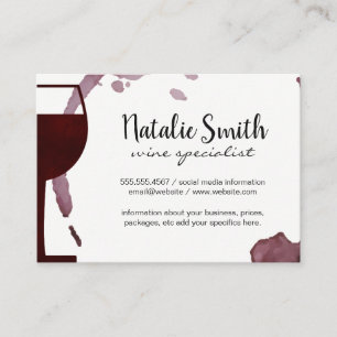 Winery Wine Stain   Wine Sommelier Business Card