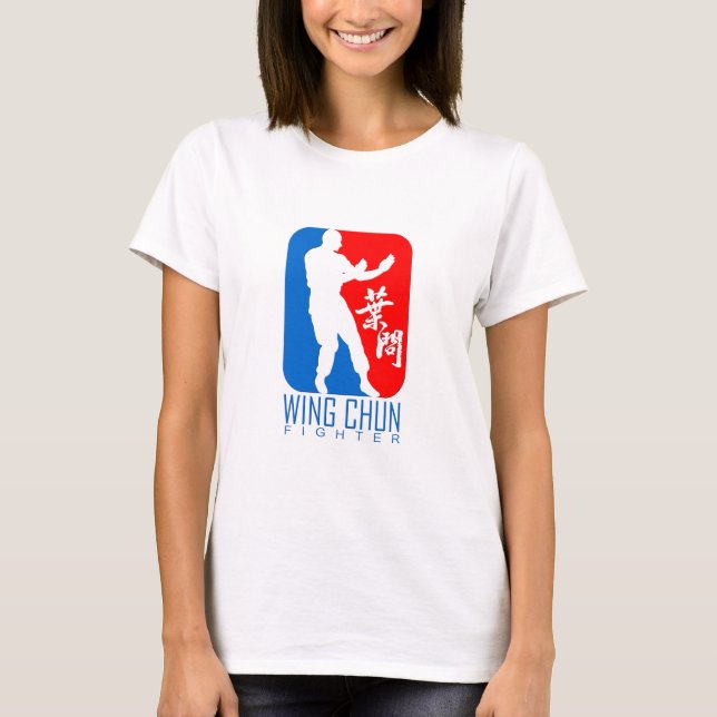 Wing Chun Fighter (redblue) Ip Man Linage T-Shirt (Front)