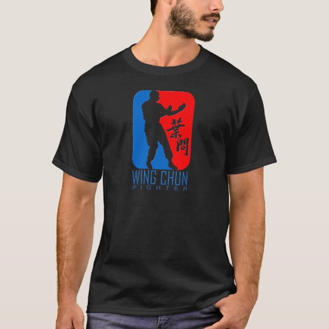 Wing Chun Fighter (redblue) Ip Man Linage T-Shirt (Front)