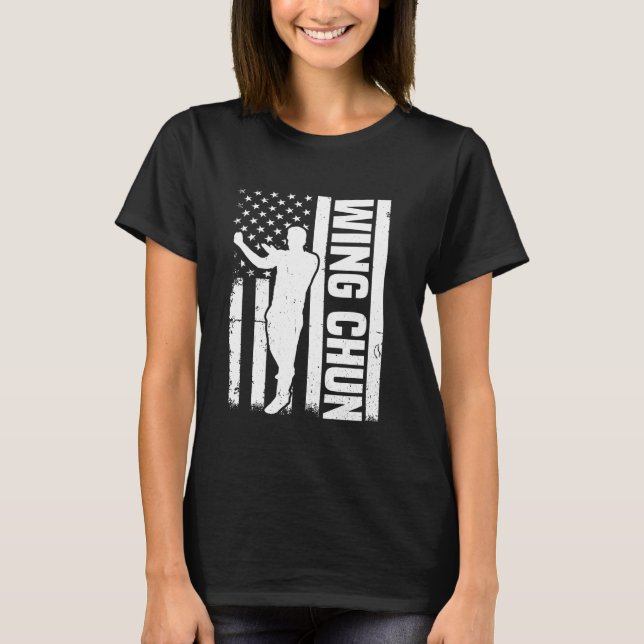 Wing Chun US Flag Wing Chun Fighter T-Shirt (Front)