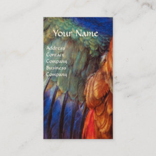 WING FEATHERS OF A ROLLER  ON  ANTIQUE PARCHMENT BUSINESS CARD