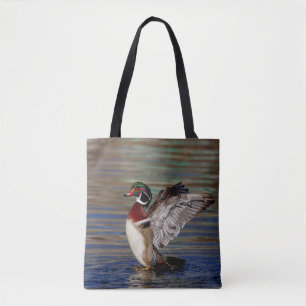 Wing Flapping Wood Duck Tote Bag
