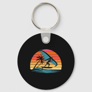 Wing Foiling Retro Sunset Design Surf Foil Ocean R Key Ring