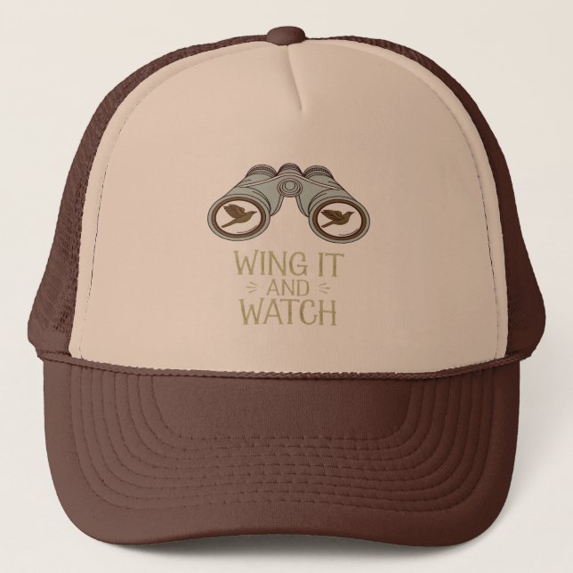 Wing It and Watch Birdwatching Nature Adventure Trucker Hat (Front)