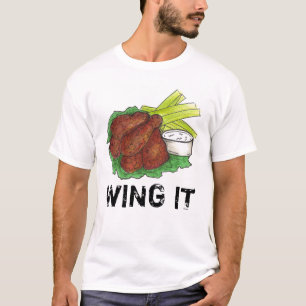 WING IT BBQ Buffalo Barbecue Chicken Wings Foodie T-Shirt