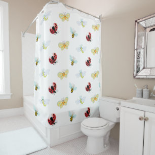 Wing-Nutz™_Fluttering Buddies_pattern_sweet & cute Shower Curtain