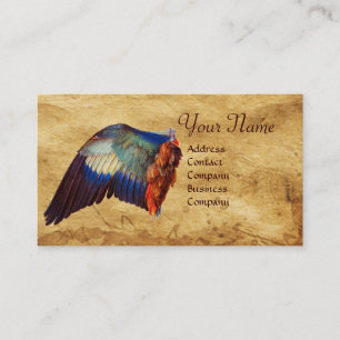 WING OF A ROLLER  ON  ANTIQUE PARCHMENT  Monogram Business Card
