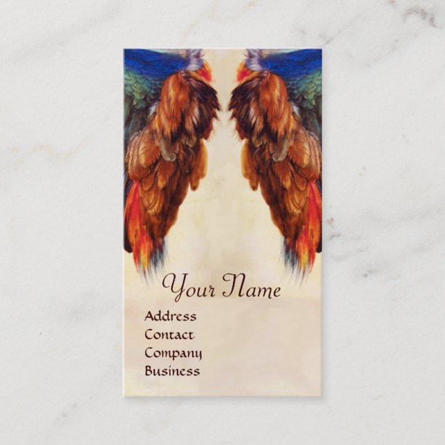 WING OF A ROLLER  ON  ANTIQUE PARCHMENT  Monogram Business Card (Front)
