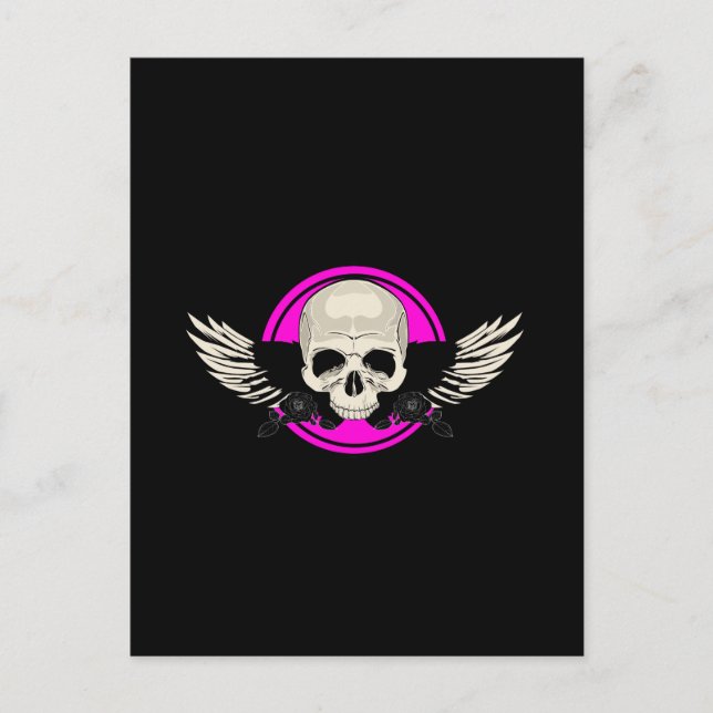 Wing Skull - Pink Postcard (Front)