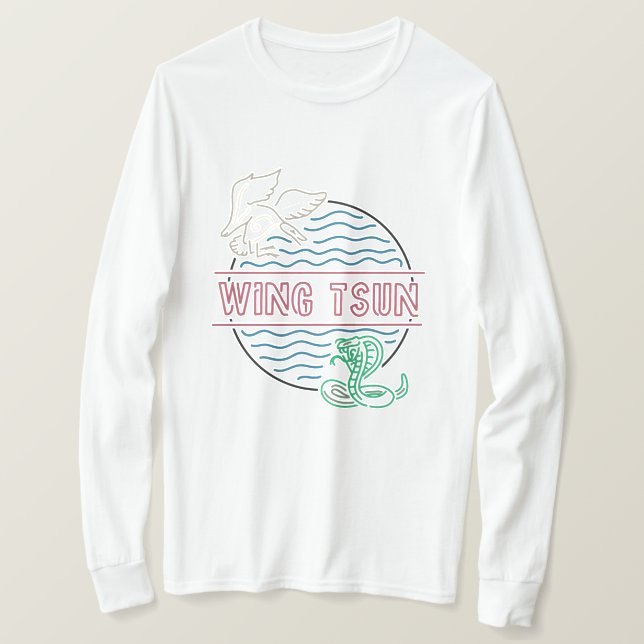 Wing Tsun Long Sleeve White T-Shirt (Design Front)
