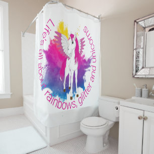 Wing Unicorn Party watercolour theme Shower Curtain