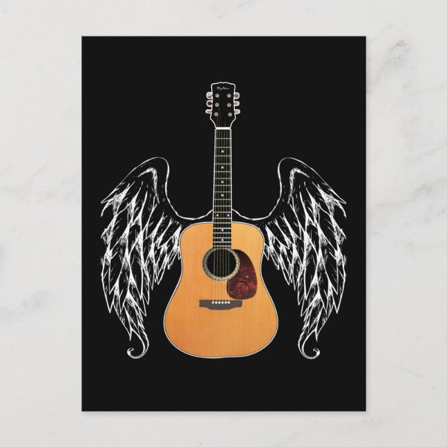 Winged Acoustic Guitar Postcard (Front)