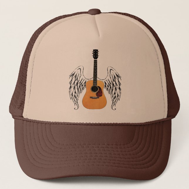 Winged Acoustic Guitar Trucker Hat (Front)