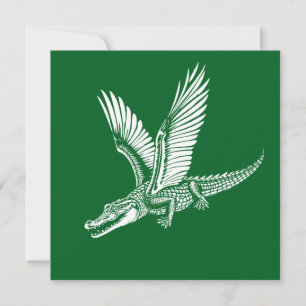 winged alligator flying high invitation