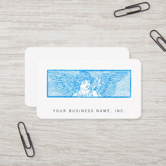 Winged Angel Ornament Letterpress Style Business Card (Front/Back In Situ)