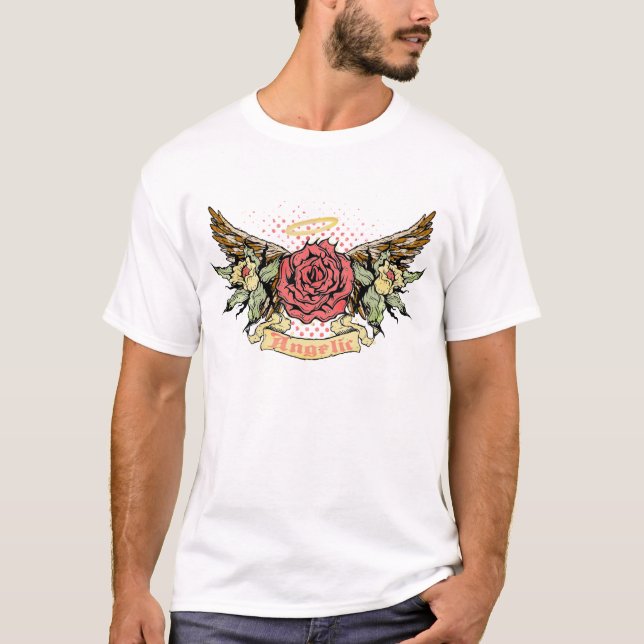 Winged Angelic Rose T-Shirt (Front)
