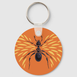 Winged Ant  Insect Lover Fiery Orange Key Ring