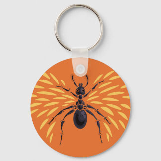 Winged Ant Insect Lover Fiery Orange Key Ring