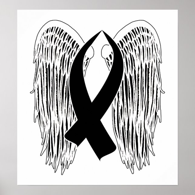 Winged Awareness Ribbon (Black) Poster (Front)