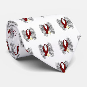 Winged Awareness Ribbon (Burgundy & Cream) Tie