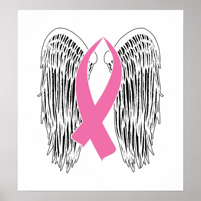 Winged Awareness Ribbon (Pink) Poster (Front)