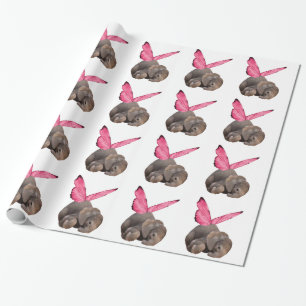 Winged Baby Elephant Wrapping Paper