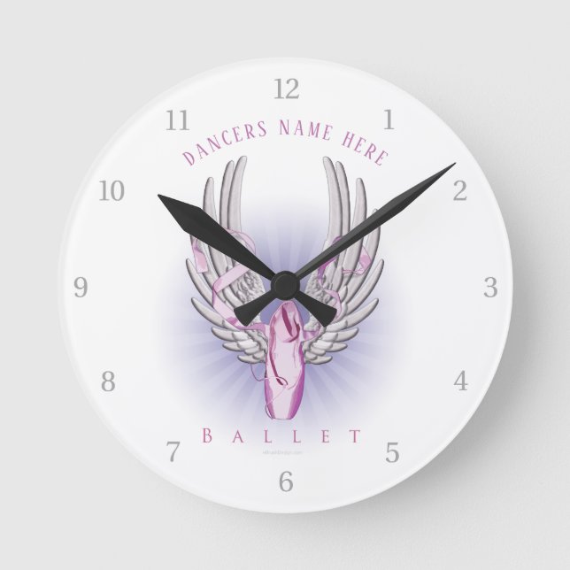 Winged Ballet (Dance) Round Clock (Front)