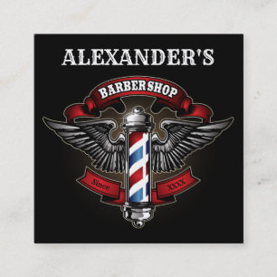 Winged Barber Pole Square Personalise Square Business Card