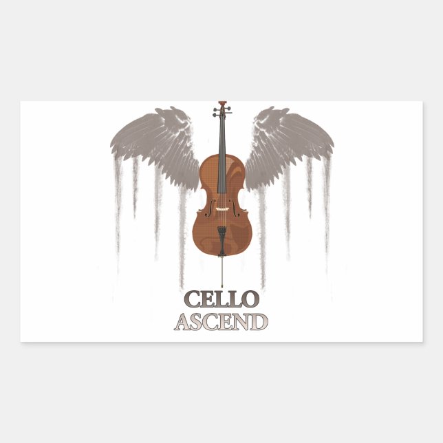 Winged Cello Ascend Design Rectangular Sticker (Front)