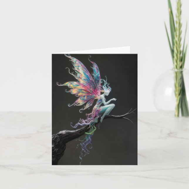 Winged Colorful Fairy Blank Card (Front)