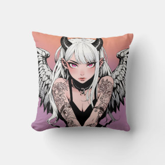 Winged Devil Anime Girl Cushion