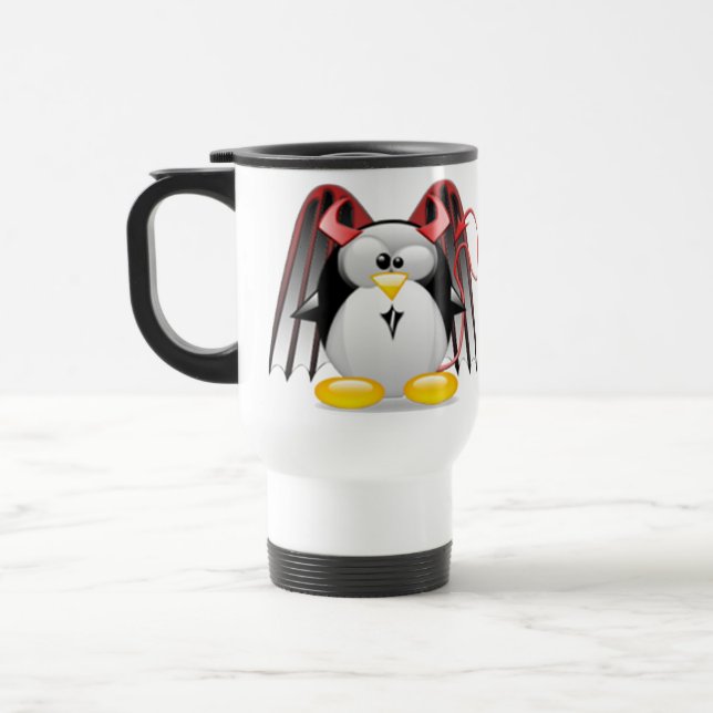Winged Devil Tux Travel Mug (Left)