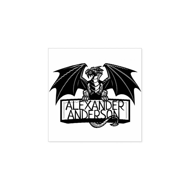 Winged Dragon Personalise Rubber Stamp (Imprint)