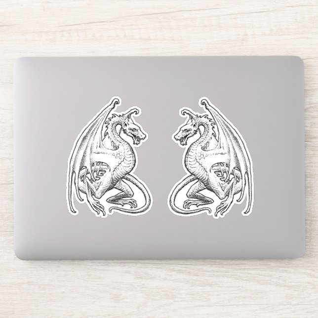 Winged Dragons Vinyl Stickers (Computer)